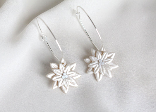 Pearly White Poinsettia Earrings